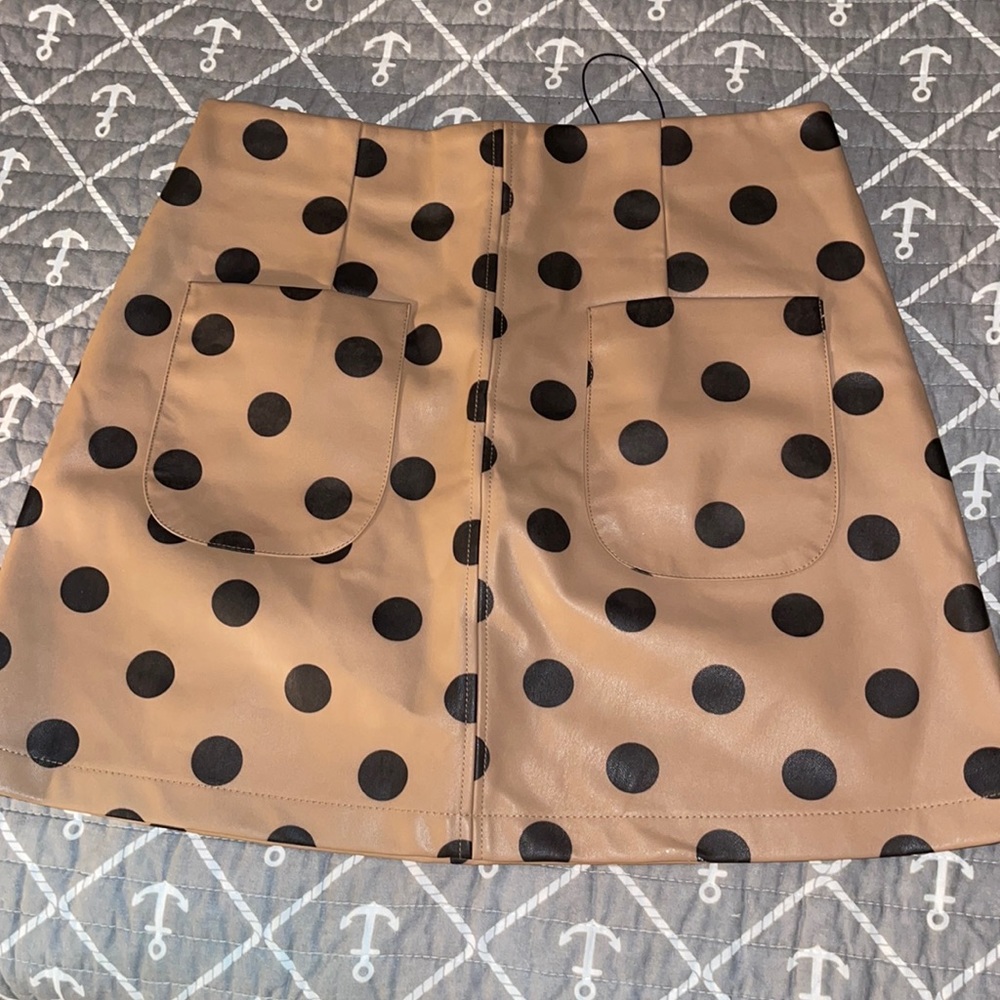 Polka Dot Leather Skirt Zara
